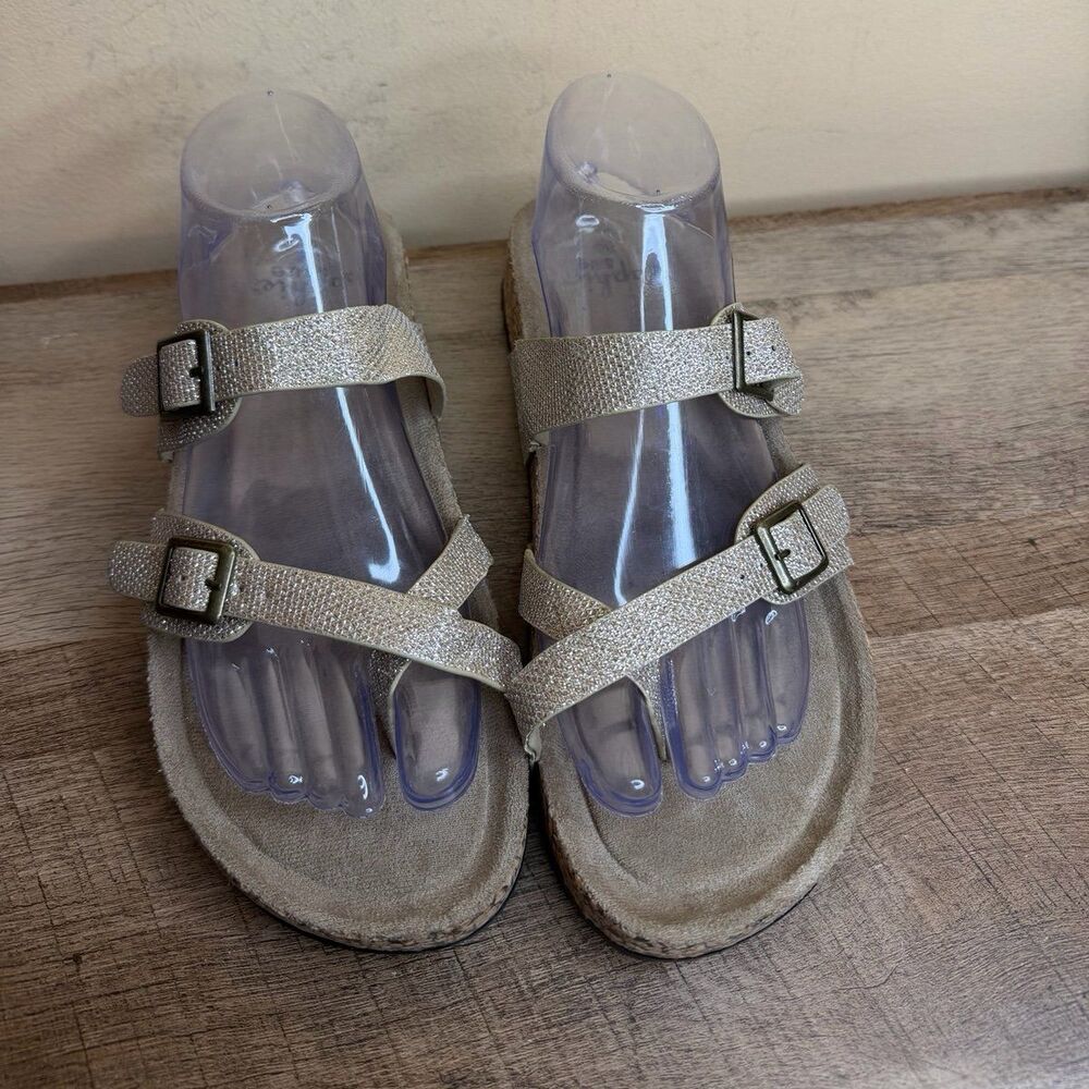 Sophie Sue glittery toe-loop slides sandals women’s size 10 shoes